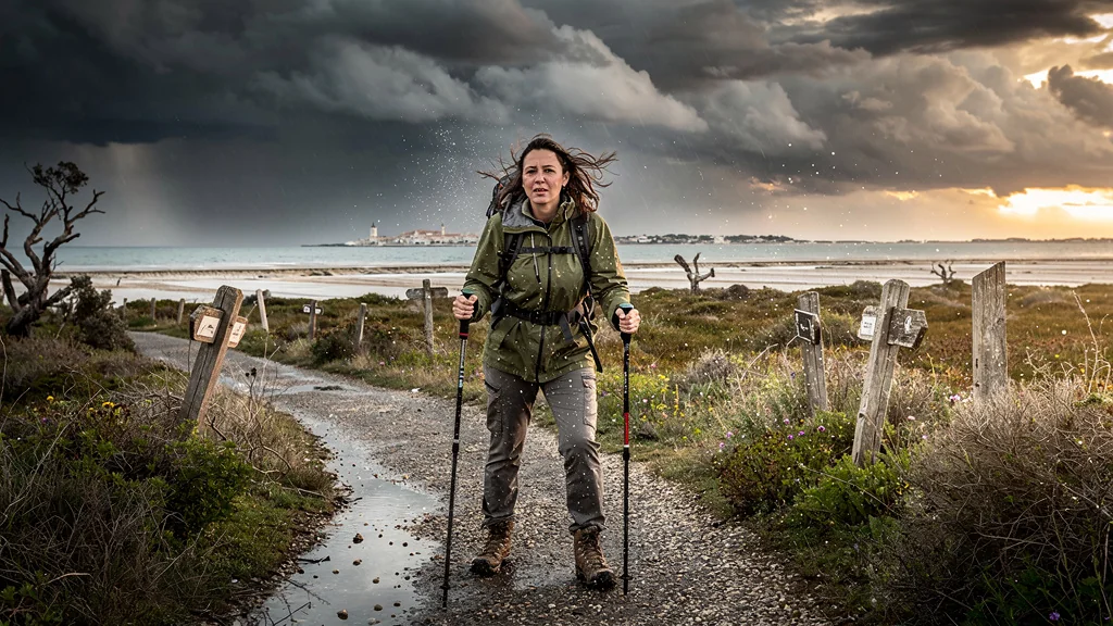 Randonnée itinérante 4 jours Aigues-Mortes Saintes-Maries sous tempête dramatique et ambiance sauvage