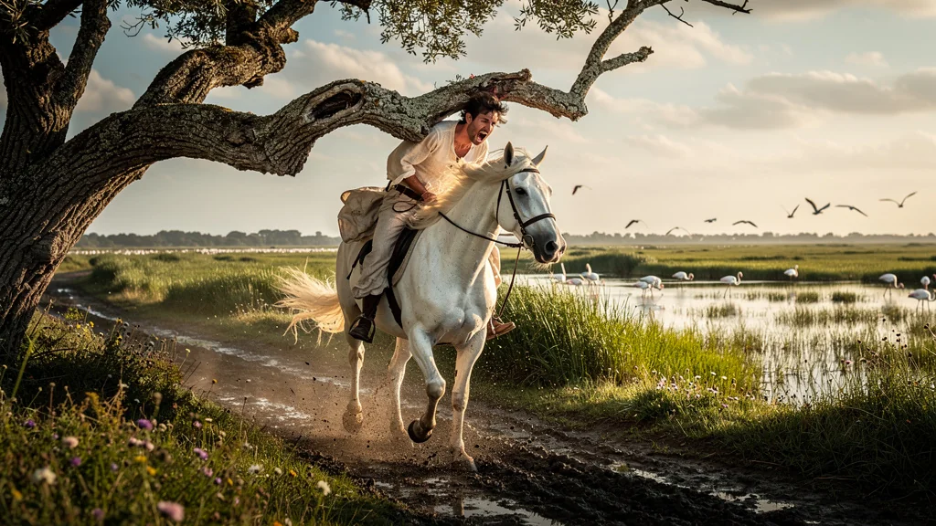 Jeune cavalier heurte une branche basse sans casque en Camargue, risque malgré tradition locale