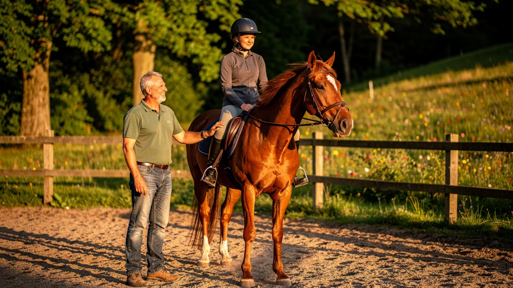 Balade encadrée d'une heure pour débutant découvrant le cheval dans un cadre champêtre lumineux