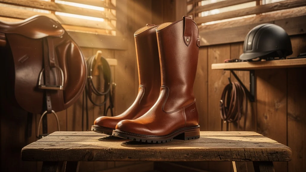 Bottes pour équitation en cuir testées 30 jours, confort et autonomie optimaux en ambiance équestre chaleureuse